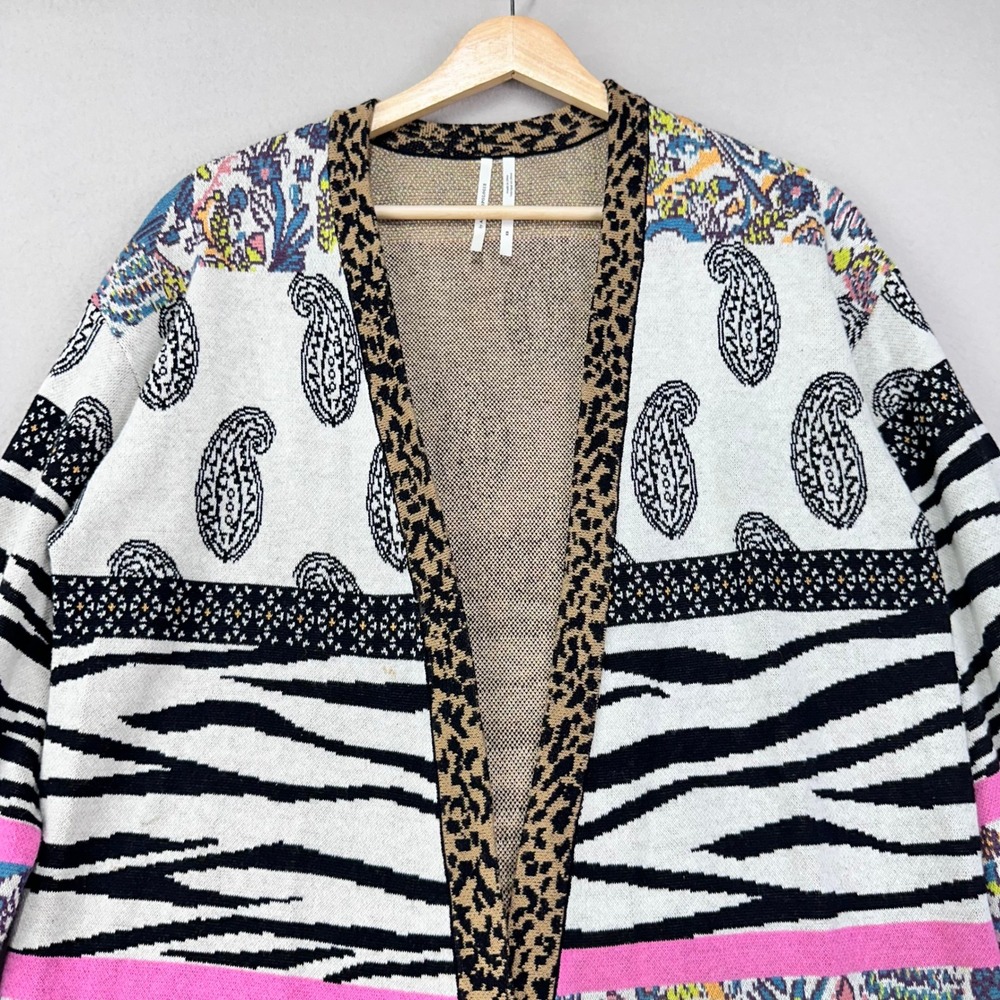 Anthropologie BRICOLAGE Cardigan Womens XS Animal Print Paisley Open Kimono - Picture 4 of 11